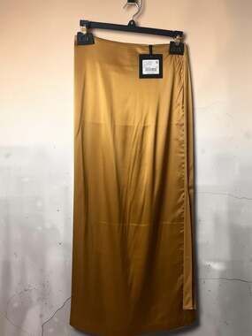 Autumn Haze Idra Satin Maxi Skirt Mustard Size 8